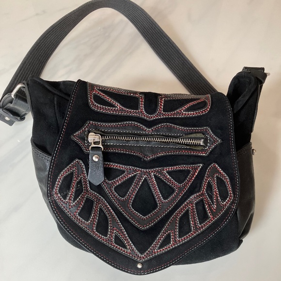 Isabel Marant Black Ballwin Leather/Suede Crossbody Bag - Picture 1 of 9